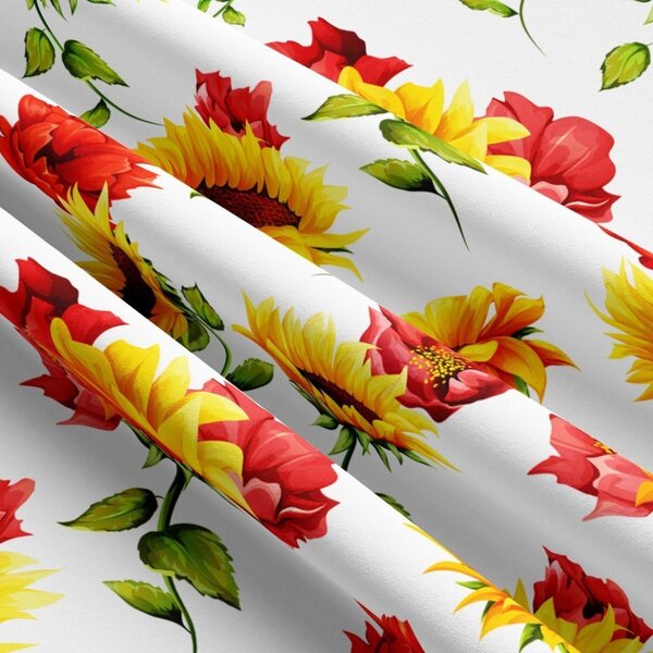 Záves na riasiacej páske MIGD187 slnečnice a divé maky 140x160 cm Farba Viacfarebná Rozmery 140x160 cm