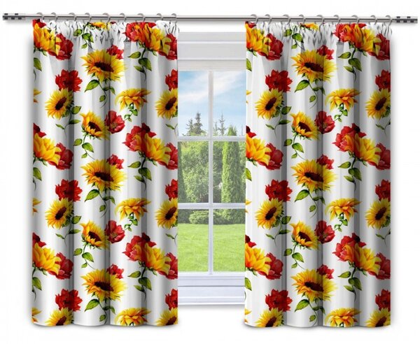 Záves na riasiacej páske MIGD187 slnečnice a divé maky 140x160 cm Farba Viacfarebná Rozmery 140x160 cm