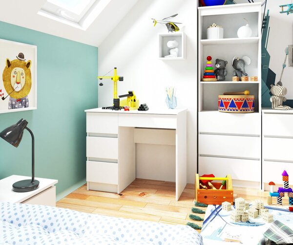 Ak furniture Písací stôl A-7 90 cm biely ľavý