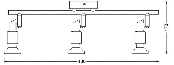 OSRAM stropné bodové svetlá, strieborný, kovový, 3-pl. GU10-LED 2 700 K, Chrómová / strieborná, Hliník