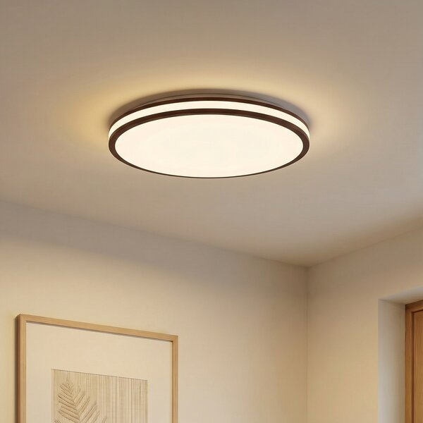Stropné Lampa Lindby, Emiva, stmievateľné, Drevo, Obývacia izba, Drevo, Moderný