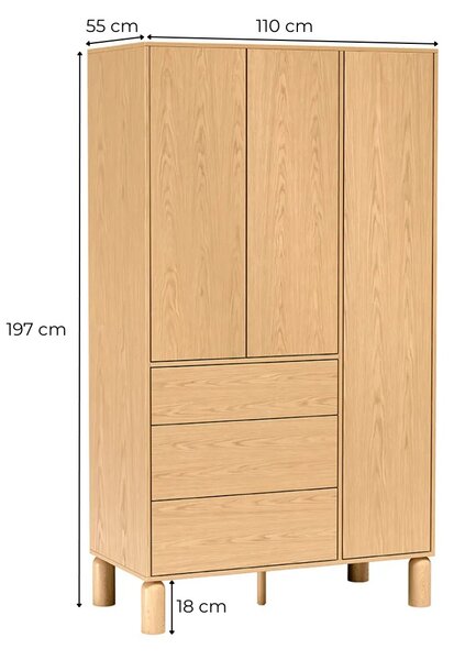 Moderná šatníková skriňa CAJA dub bookmatch 110 cm