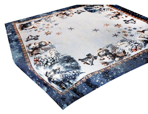 Luxusný vianočný gobelínový obrus na stôl s lurexom Magický Santa a snehové vločky Farba Viacfarebná Rozmery 90x90 cm