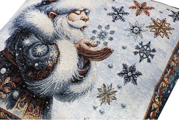Vianočná gobelínová obliečka na vankúš s lurexom Magický Santa a snehové vločky Farba Viacfarebná Rozmery 42x42 cm