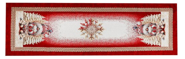 Luxusný vianočný gobelínový behúň na stôl s vianočným škriatkom a zlatou lurexovou nitou Farba Viacfarebná Rozmery 45x90 cm