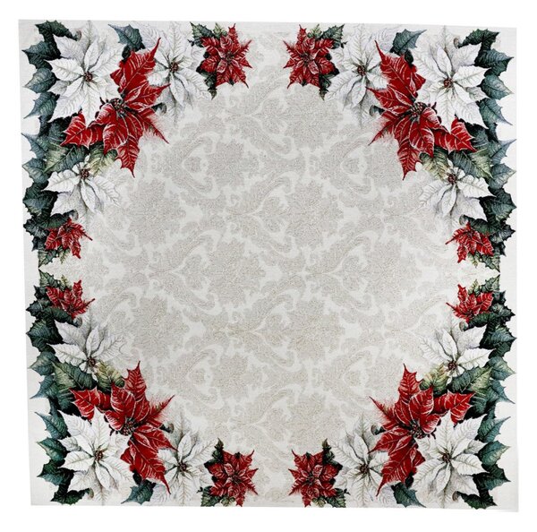 Luxusný vianočný gobelínový obrus na stôl s lurexom Vianočná girlanda Farba Viacfarebná Rozmery 90x90 cm