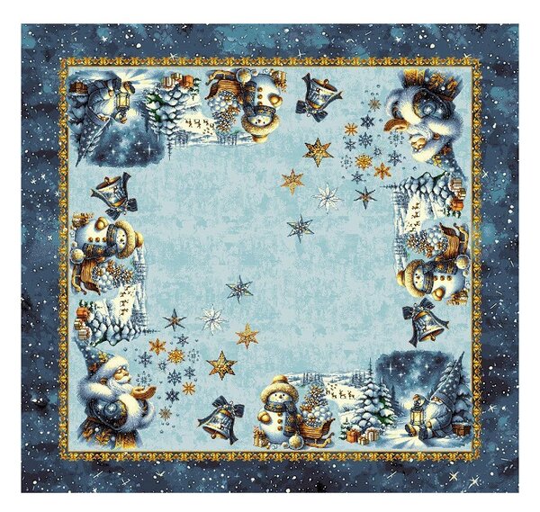 Luxusný vianočný gobelínový obrus na stôl s lurexom Magický Santa a snehové vločky Farba Viacfarebná Rozmery 90x90 cm