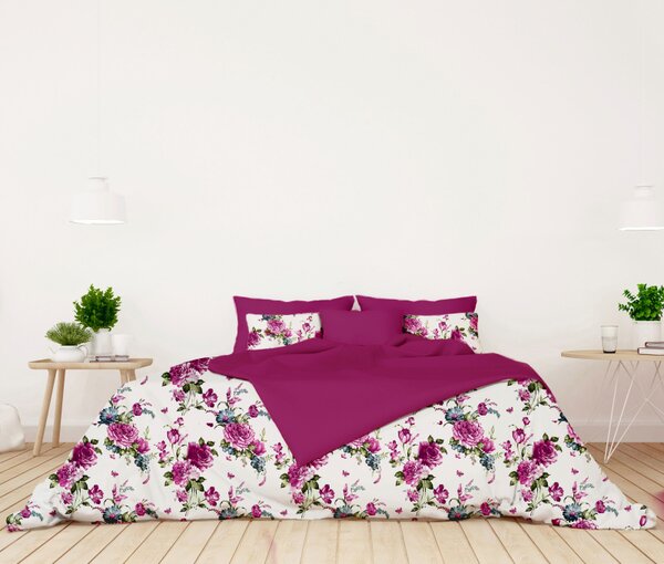Ervi bavlnené obliečky - Fialové kvety/fuchsia