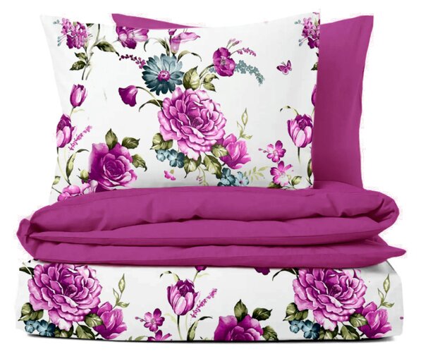 Ervi bavlnené obliečky - Fialové kvety/fuchsia