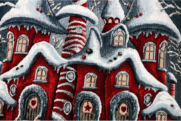 Vianočný gobelínový behúň na stôl Čarovný zimný domček Chenille IT038 Farba Viacfarebná Rozmery 40x130 cm