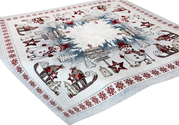 Vianočný ženilkový obrus Severný pól na bielom 90x90 cm Chenille IT037A Farba Viacfarebná Rozmery 90x90 cm