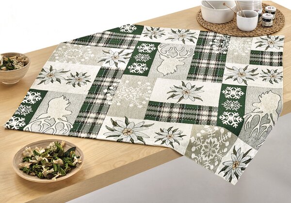 Vianočný ženilkový obrus „Zelená elegancia“ 90x90 cm Chenille IT041 Farba Viacfarebná Rozmery 90x90 cm