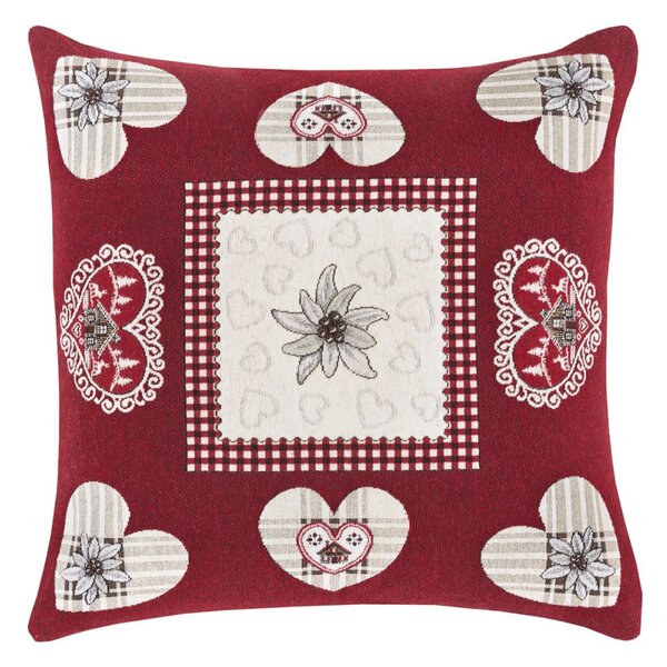 Gobelínová obliečka na vankúš Srdiečka Chenille IT026 Farba Červená Rozmery 42x42 cm