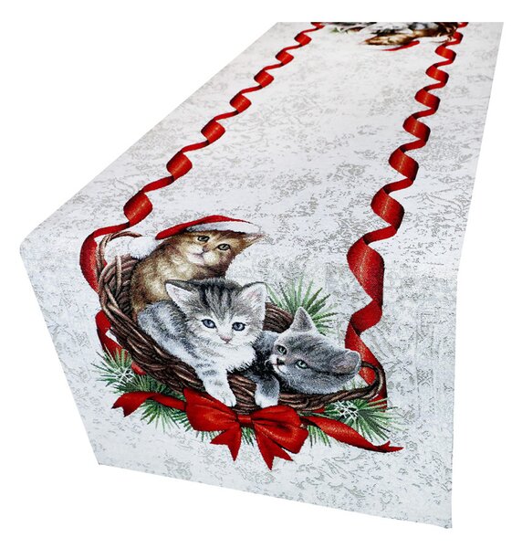 Vianočný gobelínový behúň s motívom mačiatok Farba Viacfarebná Rozmery 45x140 cm