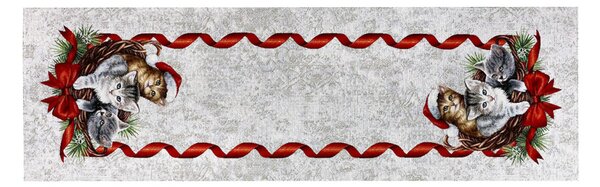 Vianočný gobelínový behúň s motívom mačiatok Farba Viacfarebná Rozmery 45x140 cm