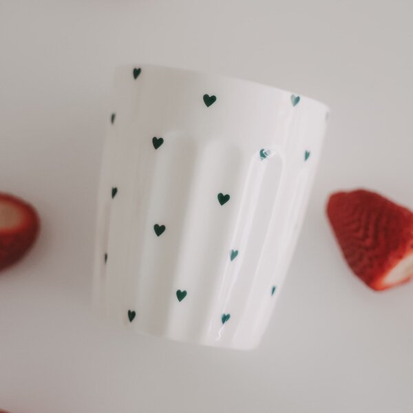 Porcelánový hrnček Mini Hearts 290 ml – green