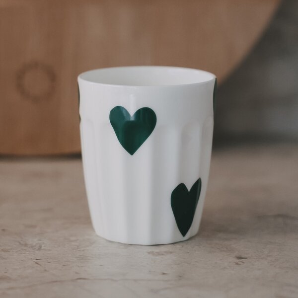 Porcelánový hrnček Hearts 290 ml – green