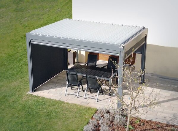 Bioklimatická pergola Noela antracit PREMIUM 3x4 m Farba lamiel: Biela