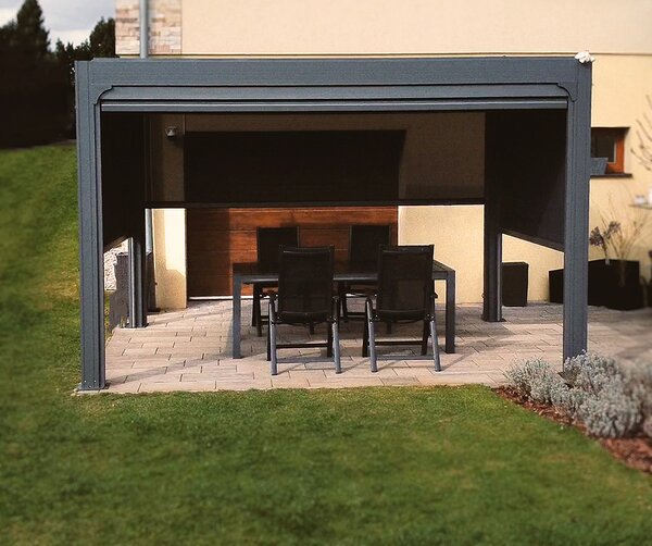Bioklimatická pergola Noela antracit PREMIUM 3x4 m Farba lamiel: Biela