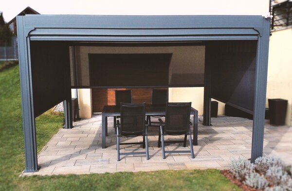 Bioklimatická pergola Noela antracit PREMIUM 3x4 m Farba lamiel: Biela