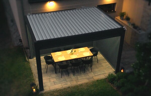Bioklimatická pergola Noela antracit PREMIUM 3x4 m Farba lamiel: Biela