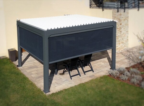 Bioklimatická pergola Noela antracit PREMIUM 3x4 m Farba lamiel: Biela