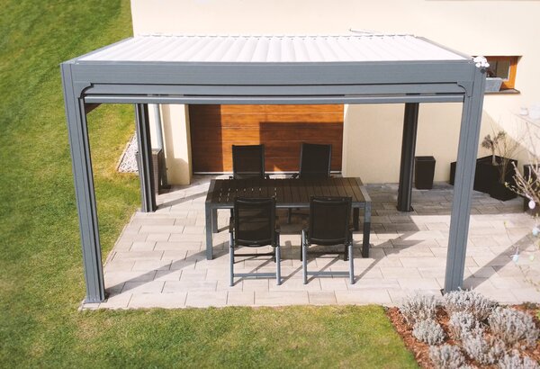 Bioklimatická pergola Noela antracit PREMIUM 3x4 m Farba lamiel: Biela