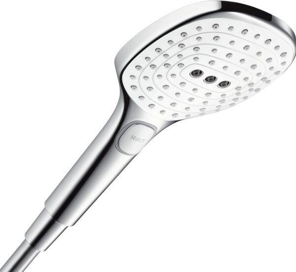 Hansgrohe Raindance Select E, Ručná sprchová hlavica, Chróm, Biela, Múr
