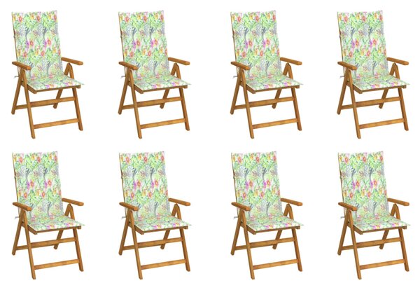 Skladacie záhradné stoličky s podložkami 8 ks akáciový masív