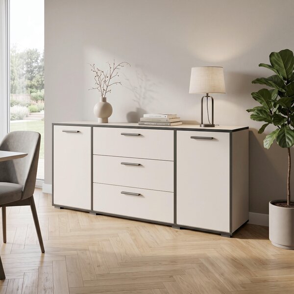 ŠIROKÁ KOMODA, grafitová, kašmírová, 150/68/40 cm P & B - Online Only drobný nábytok, Online Only