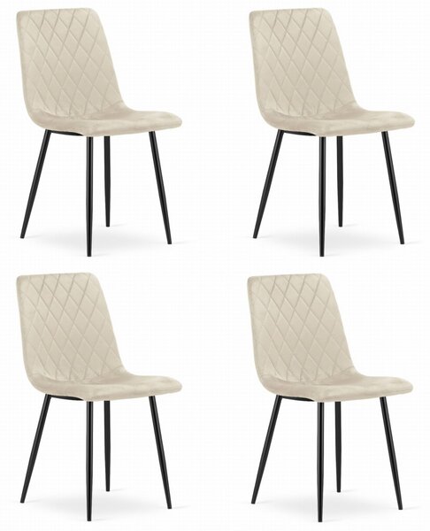 Jedálenská zostava Stôl NP 80x80 Artisan, čierne nohy Stolička TURIN - béžový zamat / čierne nohy x 4