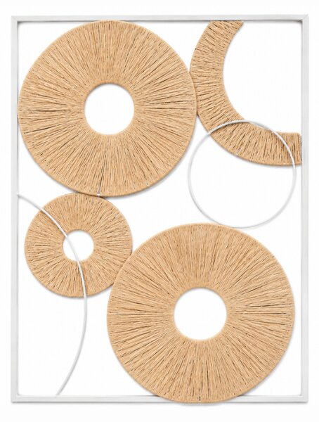 Nástenná dekorácia CIRCLES kovová 48x68 cm, biela / béžová