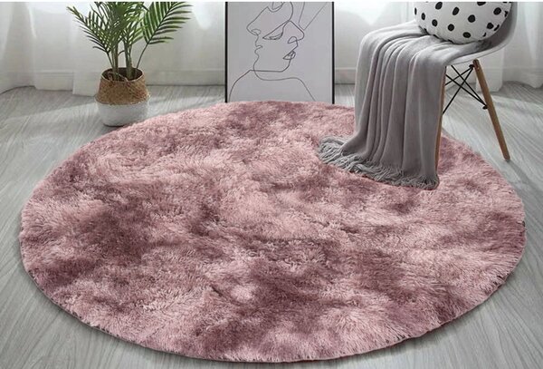 Ružový okrúhly shaggy koberec Ombre Rozmer: 80 cm