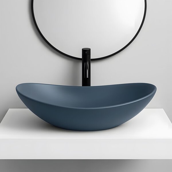 Rea Royal, umývadlo na dosku 615x355x155 mm, modrá matná, REA-U6373
