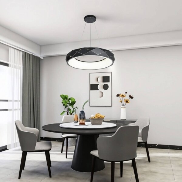 LED luster na lanku REUS LED/36W/230V 4000K pr. 61 cm čierna