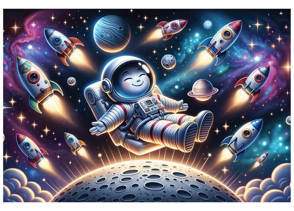Fototapeta veselý astronaut medzi raketami