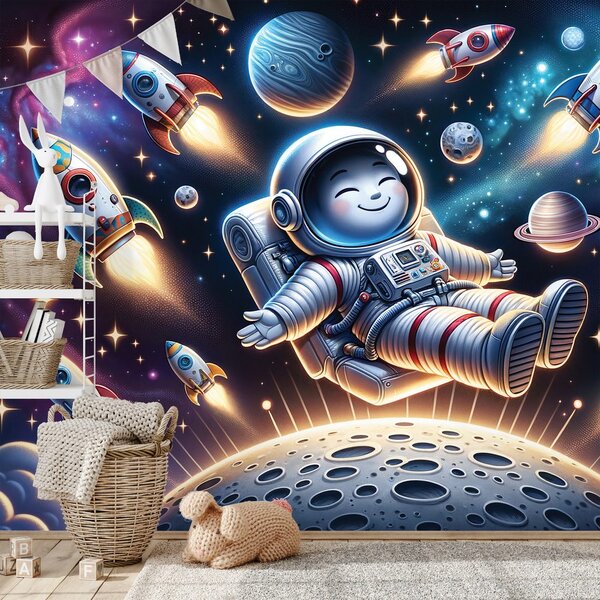 Fototapeta veselý astronaut medzi raketami