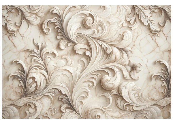 Tapeta elegantné béžové ornamenty na mramore