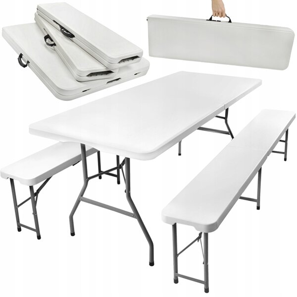 JAKS Skladací pivný set 180 cm biely
