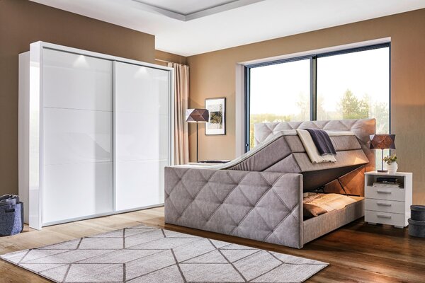 BOXSPRINGOVÁ POSTEĽ, 180/200 cm, sivá Ti'me - Postele