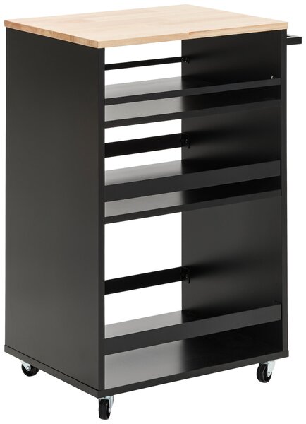 SERVÍROVACÍ VOZÍK, prírodná farba, čierna, 50/38/78 cm MID.YOU - Barový nábytok, Online Only