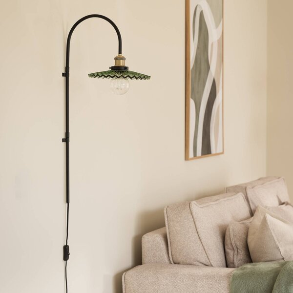 Globen Lighting nástenné svetlo COBBLER, zelená, výška 75 cm, sklo, Čierna, Obývacia izba / jedáleň, Sklo, Dizajn, Nástenné svietidlo