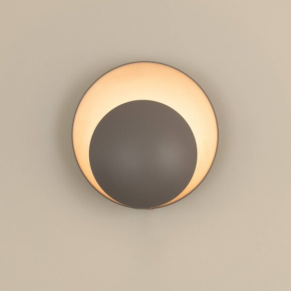Globen Lighting nástenné svetlo ORBIT, sivá, kov, Ø 30 cm, Hliník / sivá / zinok, Obývacia izba / jedáleň, kov, Moderný, Nástenné svietidlo