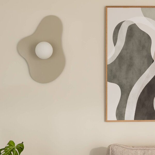 Globen Lighting nástenné svetlo ILLUSION, béžové, sklo, 60 cm, Hliník / sivá / zinok, Obývacia izba / jedáleň, Sklo, Moderný