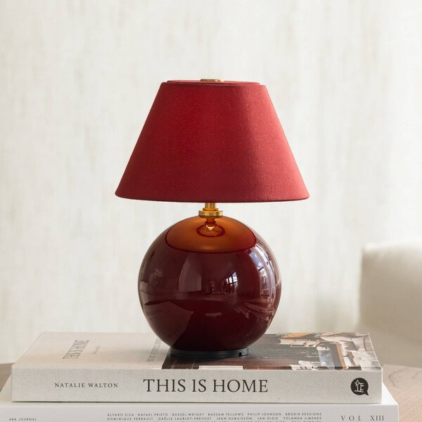 Globen Lighting – akumulátorová stolová lampa IRIS, červená, výška 23 cm, G4, Červená, Obývacia izba / jedáleň, Textil / látka / hodváb, Škandinávsky, Stojacie svietidlo