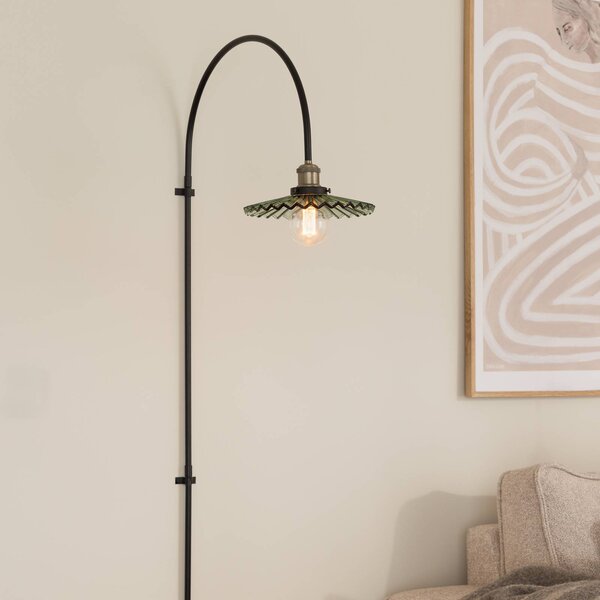 Globen Lighting nástenné svetlo COBBLER, zelená, výška 150 cm, sklo, Čierna, Obývacia izba / jedáleň, Sklo, Dizajn, Nástenné svietidlo