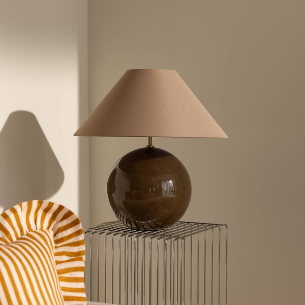 Globen Lighting stolová lampa IRIS, hnedá, výška 45 cm, Hnedá / hrdzavá, Obývacia izba / jedáleň, Textil / látka / hodváb, Škandinávsky, Stojacie svietidlo