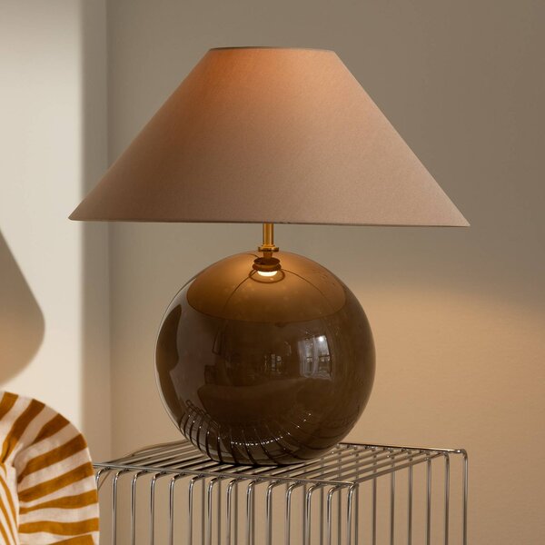 Globen Lighting stolová lampa IRIS, hnedá, výška 45 cm, Hnedá / hrdzavá, Obývacia izba / jedáleň, Textil / látka / hodváb, Škandinávsky, Stojacie svietidlo