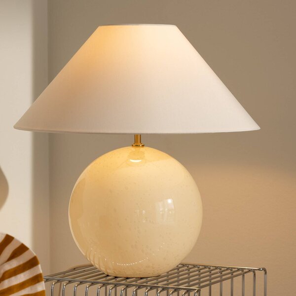 Globen Lighting stolová lampa IRIS, krémová, výška 45 cm, Krémová / jantárovo žltá, Obývacia izba / jedáleň, Textil / látka / hodváb, Škandinávsky, Stojacie svietidlo