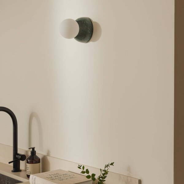 Nástenné svetlo Globen Lighting Torrano, zelená, Ø 13 cm, IP44, Zelená, Obývacia izba / jedáleň, Kameň, Dizajn, Nástenné svietidlo